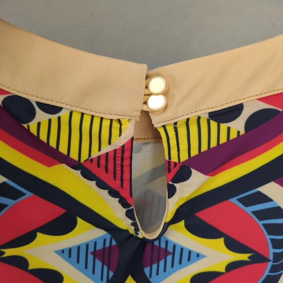 Anthropologie Aryeh Bodycon Halter Dress Size M Retro Mod Designs Stretch Fabric - Picture 8 of 10